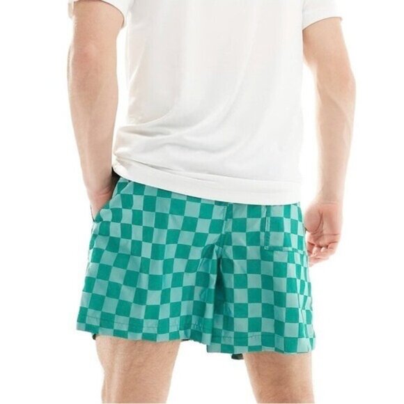 NIKE Men’s Lightweight Flow Shorts Checked Green Size L NEW - Picture 4 of 10